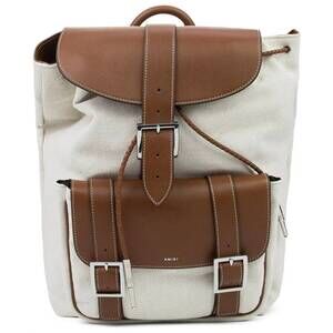 NEW AMIRI men's canvas rucksack backpack in cream